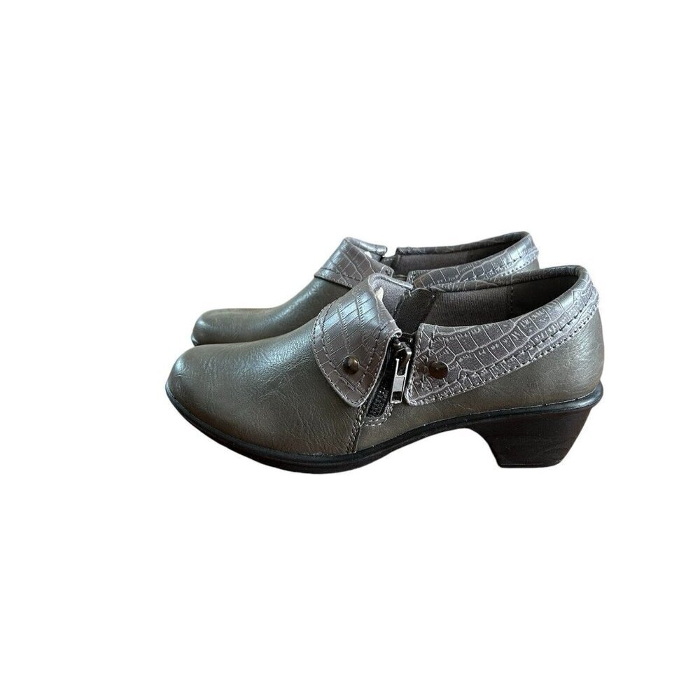 Easy Street Women's Comfort Mule Gray NEW Zips Womens Size 7 M Heels‎